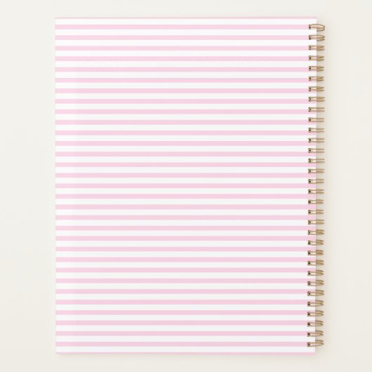 Moderne lichtroze witte strepen patroon girly scha planner (Achterkant)