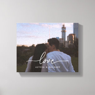 Moderne 'Liefde' Aangepaste Koppel Foto & Namen Canvas Afdruk