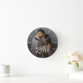 Moderne Liefde Aangepaste Naam Jaar Foto Koppels B Ronde Klok (Huis)