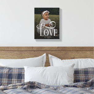Moderne Liefde Aangepaste Nieuwe Baby Foto Monogra Canvas Afdruk