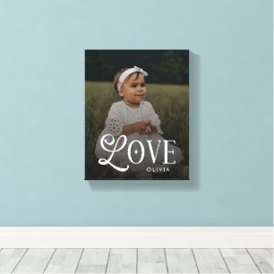 Moderne Liefde Aangepaste Nieuwe Baby Foto Monogra Canvas Afdruk