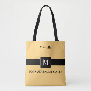 Moderne Liefde Amour Liebe Amore Naam en Initiaal Tote Bag