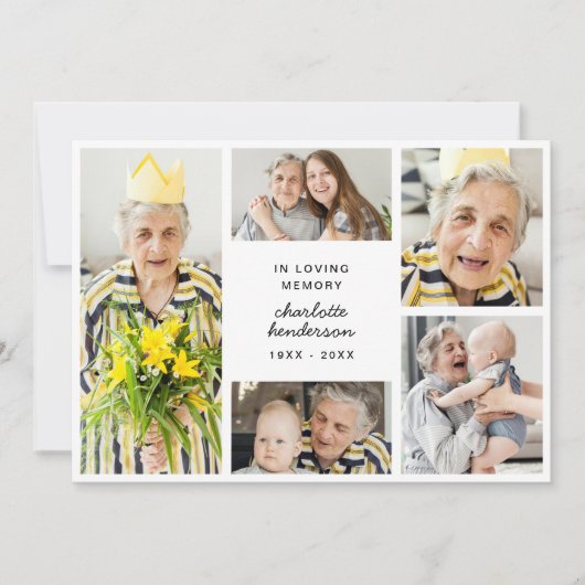 Moderne Liefde & Bedankt 6-foto begrafenis/sympath (Voorkant)