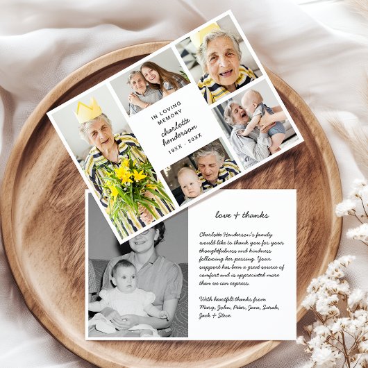 Moderne Liefde & Bedankt 6-foto begrafenis/sympath