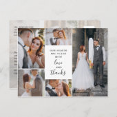 Moderne liefde & Bedankt 6-foto bruiloft dank u Briefkaart (Voorkant / Achterkant)