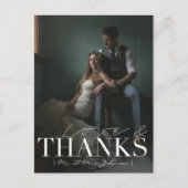 Moderne Liefde & Bedankt | Bruiloft dank u foto Briefkaart (Voorkant)