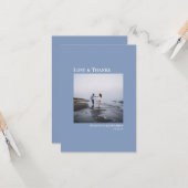 Moderne Liefde & Bedankt Stoffig Blauw Foto Kaart (Voorkant / Achterkant in situ)