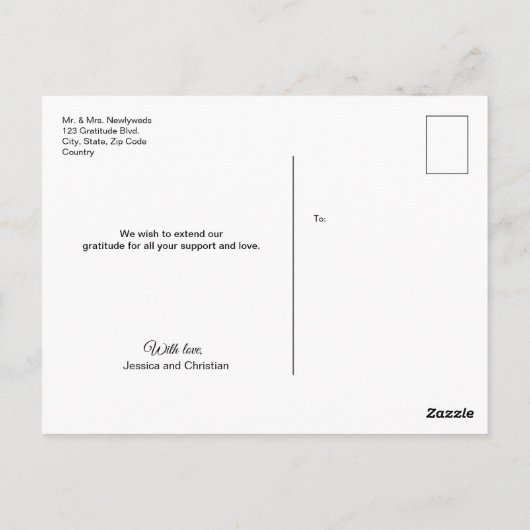 Moderne Liefde & bedankt Trouwfoto dank u Briefkaart (Achterkant)