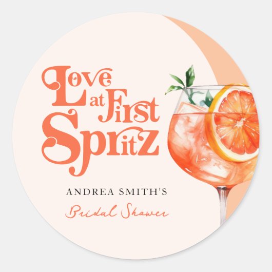 Moderne liefde bij Eerste Spritz Retro Vrijgezelle Ronde Sticker (Voorkant)