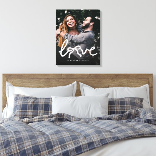 Moderne Liefde Boog Typografie Koppel Aangepaste F Canvas Afdruk (Insitu (Slaapkamer))