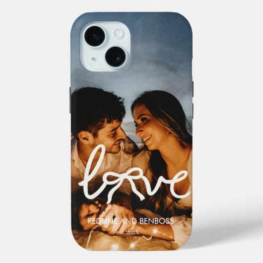 Moderne Liefde Boog Typografie Koppel Aangepaste F Case-Mate iPhone Case (Achterkant)