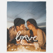 Moderne Liefde Boog Typografie Koppel Aangepaste F Fleece Deken (Voorkant)