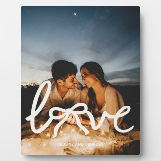 Moderne Liefde Boog Typografie Koppel Aangepaste F Fotoplaat (Voorkant)