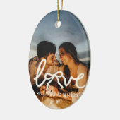 Moderne Liefde Boog Typografie Koppel Aangepaste F Keramisch Ornament (Links)