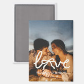 Moderne Liefde Boog Typografie Koppel Aangepaste F Magneet (Voorkant / Achterkant)
