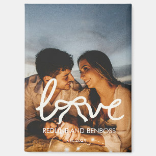 Moderne Liefde Boog Typografie Koppel Aangepaste F Magneet