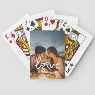 Moderne Liefde Boog Typografie Koppel Aangepaste F Pokerkaarten