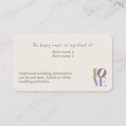 Moderne LIEFDE Bruiloft Behuizing Visitekaartje (Voorkant)