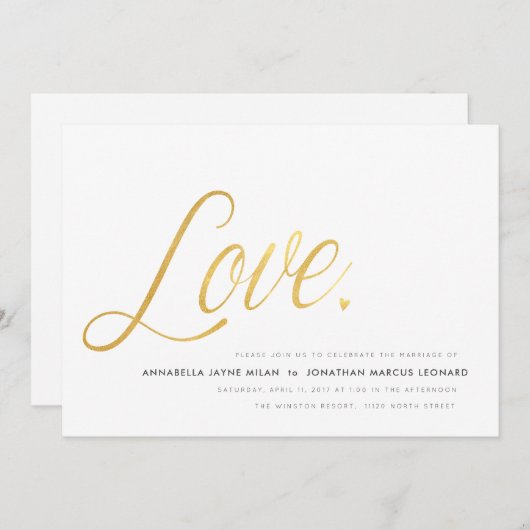 Moderne liefde bruiloft uitnodiging (Voorkant / Achterkant)