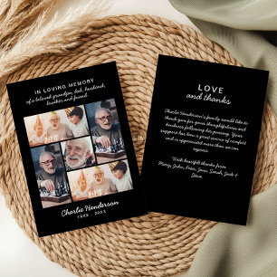 Moderne Liefde & Dank 5-foto rouwdienst/rouwverwer Bedankkaart