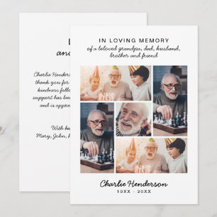 Moderne Liefde & Dank - 5-Foto Uitvaart/Rouwkaart Bedankkaart