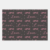 Moderne Liefde Doodles Schattige Roze & Zwarte Har Inpakpapier Vel (Voorkant 3)
