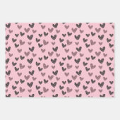 Moderne Liefde Doodles Schattige Roze & Zwarte Har Inpakpapier Vel (Voorkant 2)