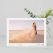 Moderne liefde en Bedankt 2 Fotobruiloft Hartelijk Folie Uitnodiging (Staand Voorkant)