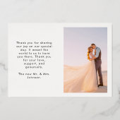 Moderne liefde en Bedankt 2 Fotobruiloft Hartelijk Folie Uitnodiging (Achterkant)