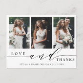 Moderne liefde en Bedankt 3 Fotobruiloft Dank je Briefkaart (Voorkant)