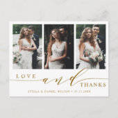Moderne liefde en Bedankt 3 Fotobruiloft Dank je Briefkaart (Voorkant)