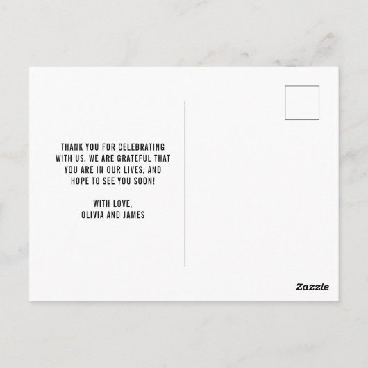 Moderne liefde en Bedankt Dank je huwelijk Briefkaart (Achterkant)