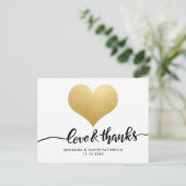 Moderne liefde en Bedankt Faux Gold Foil Heart Briefkaart (Staand voorkant)