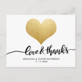 Moderne liefde en Bedankt Faux Gold Foil Heart Briefkaart (Voorkant)