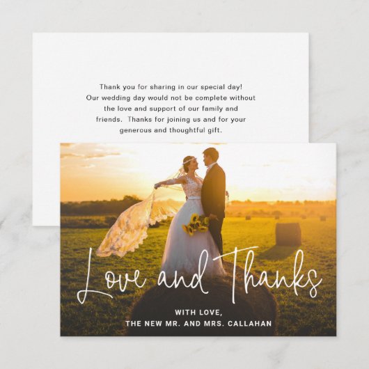 Moderne Liefde en Bedankt Foto Simple Wedding (Voorkant / Achterkant)