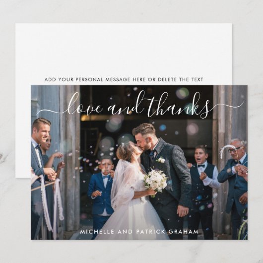 Moderne Liefde en Bedankt Foto Simple Wedding (Voorkant / Achterkant)