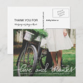 Moderne liefde en Bedankt handgeschreven | Paar fo Briefkaart (Voorkant / Achterkant)