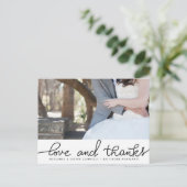 Moderne liefde en Bedankt handgeschreven | Paar fo Briefkaart (Staand voorkant)