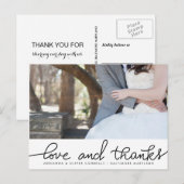 Moderne liefde en Bedankt handgeschreven | Paar fo Briefkaart (Voorkant / Achterkant)