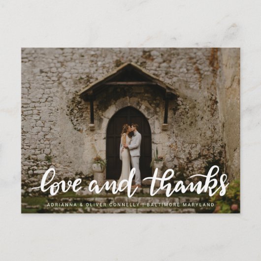 Moderne liefde en Bedankt handgeschreven | Paar fo Briefkaart (Voorkant)