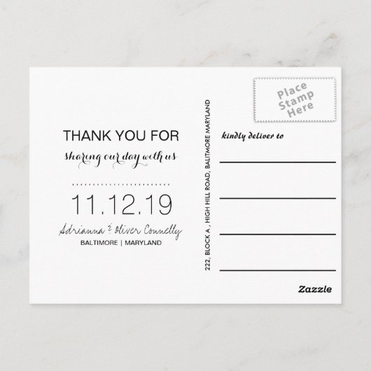 Moderne liefde en Bedankt | Paar foto Briefkaart (Achterkant)