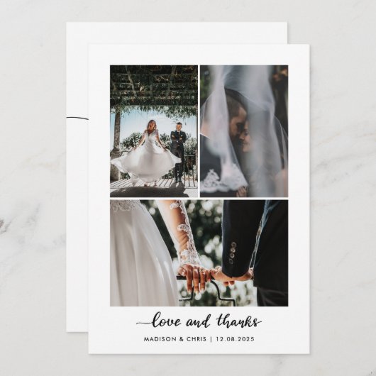 Moderne liefde en Bedankt script bruiloft foto (Voorkant / Achterkant)