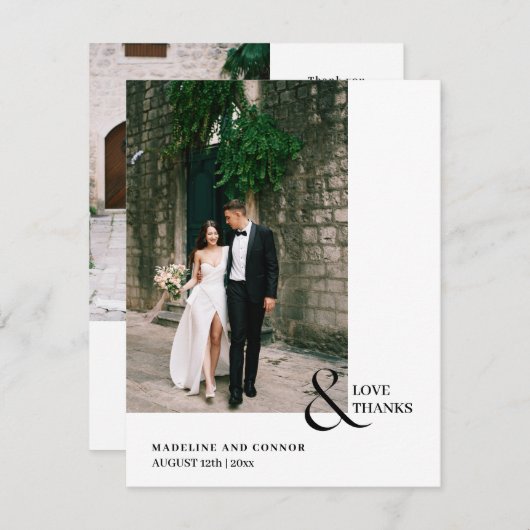 Moderne Liefde en Bedankt Wedding Photo Collage (Voorkant / Achterkant)