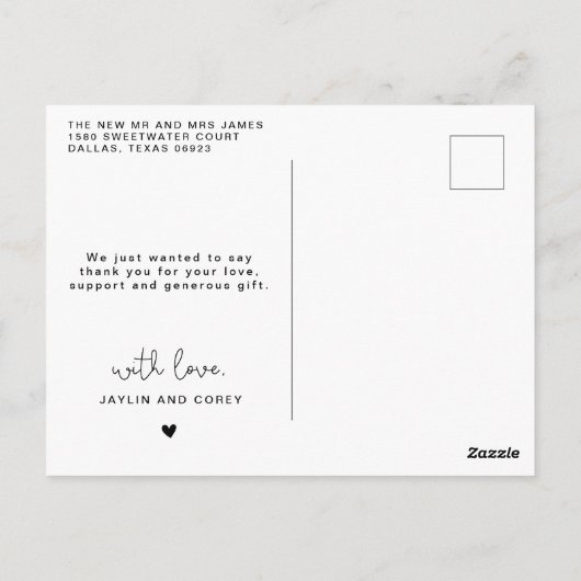 Moderne liefde en dank calligrafie script  briefkaart (Achterkant)