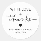 Moderne Liefde en Dank Trouwdag Ronde Sticker (Voorkant)