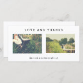 Moderne liefde en dank trouwfotocollage bedankkaart (Voorkant / Achterkant)