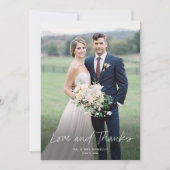 Moderne Liefde en Dankbaarheid Script Foto Huwelij Bedankkaart (Voorkant)