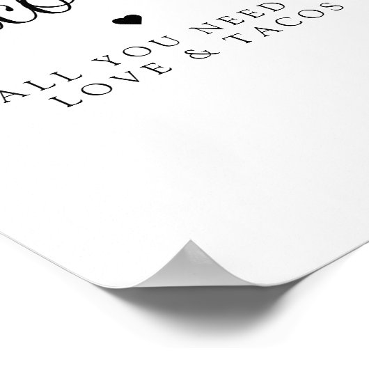 Moderne Liefde en Tacos Bruids Fiesta Teken Poster (Hoek)