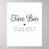 Moderne Liefde en Tacos Bruids Fiesta Teken Poster (Voorkant)