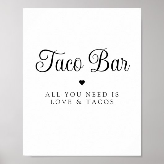 Moderne Liefde en Tacos Bruids Fiesta Teken Poster (Voorkant)